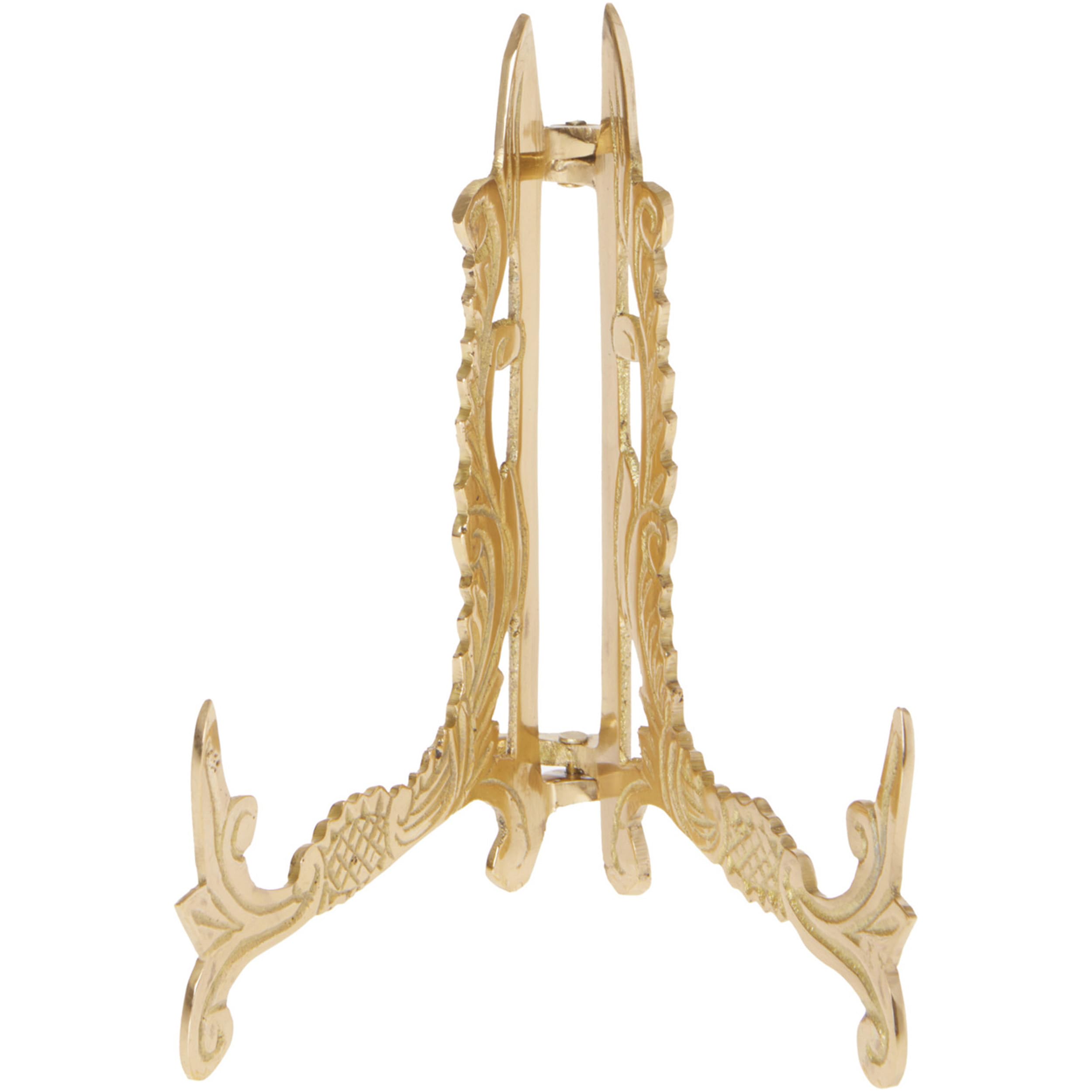 Bard's Ornate Hinged Brass Plate Stand - 5 Inch Height, 4 Inch Width, 3.75 Inch Depth - Set of 6 - Perfect for Displaying Collectibles, Mini Plates & Decorative Items in Home, Office or Gift Shops
