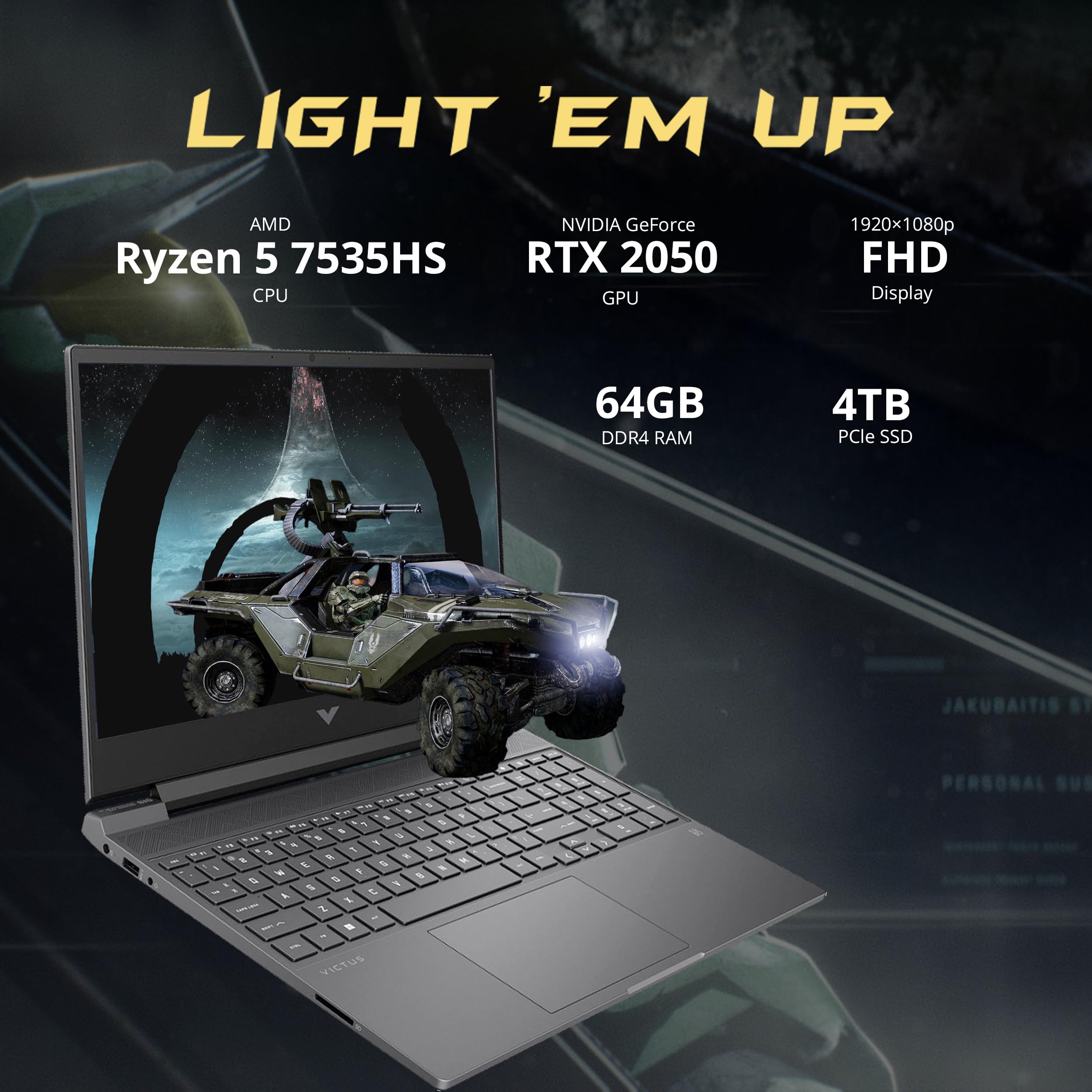 HP Victus 15 Gaming Laptop - Ryzen 5 7535HS, RTX 2050, 144Hz for Pro Gamers
