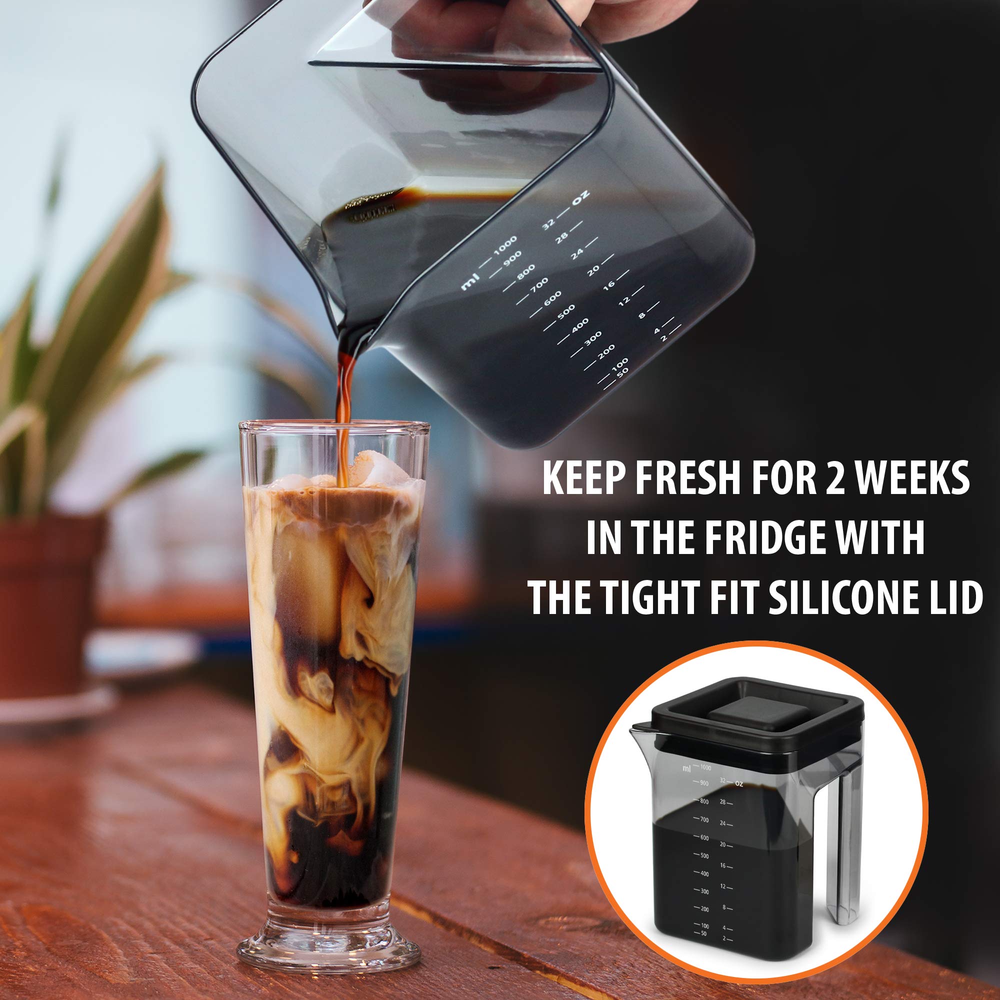 Premium Cold Brew Iced Coffee Maker - 12 Servings Rich Coffee Concentrate for Hot & Cold Drinks | Perfect for Home, Office & Outdoor Use
