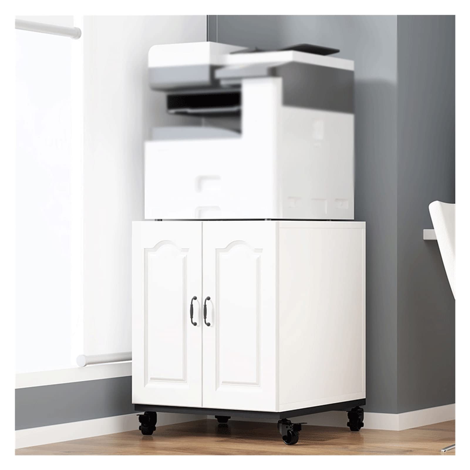 Heavy-Duty Adjustable Printer Stand with Wheels - Removable Copier Shelf, Floor-to-Ceiling Storage Rack for Home & Office - Space-Saving Organization Solution (Color A) | Perfect for Small Spaces, Workstations & Home Offices