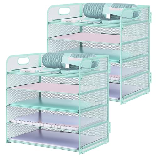 2 Pack 5-tier Desk Organizer,blue