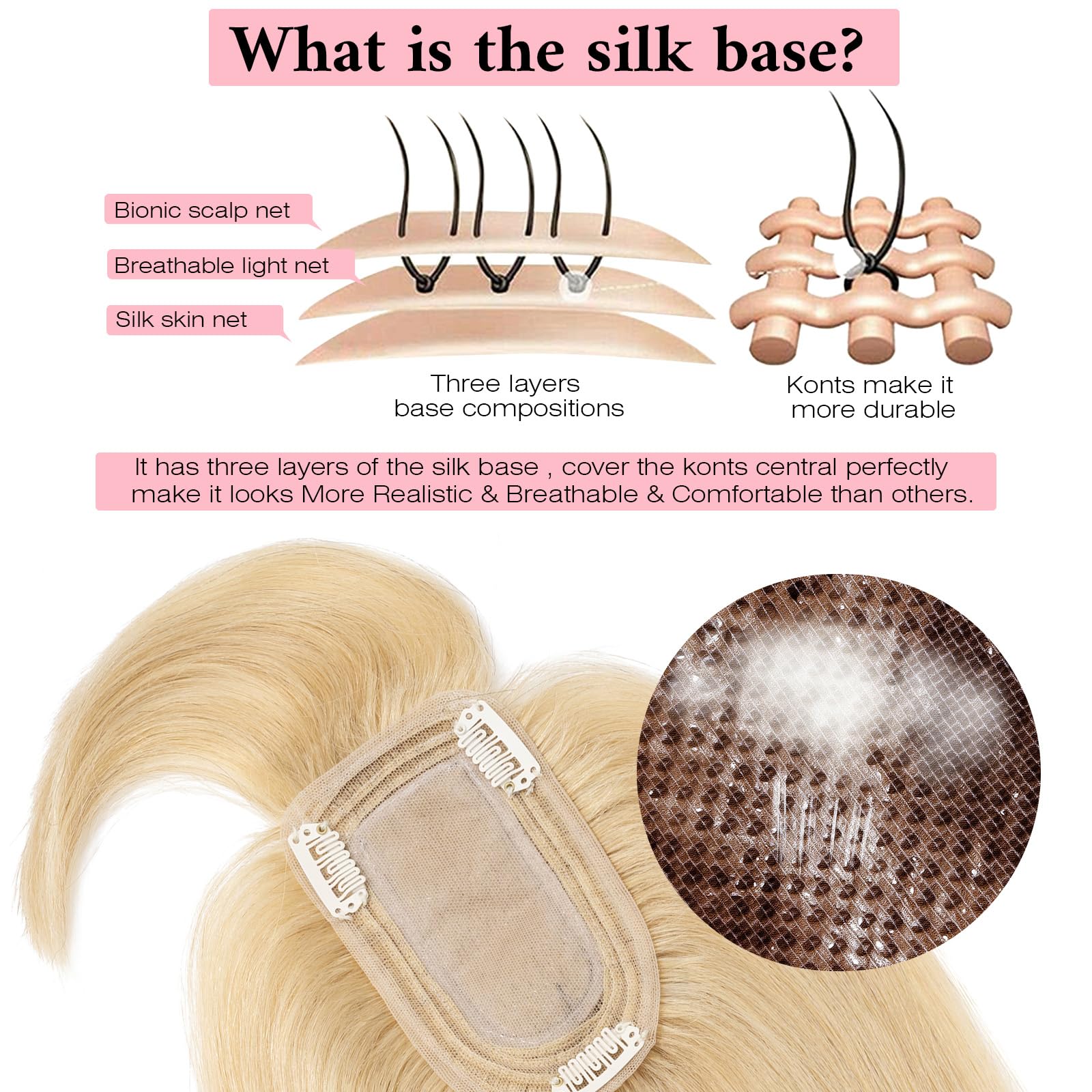 SEGO 100% Real Human Hair Toppers with Bangs - Silk Base 150% Density Clip-in Hairpiece (2.7”x5.1”) for Women with Thinning Hair & Hair Loss | Covers Gray Hair | Perfect for Daily Wear, Special Occasions & Hair Volume Enhancement