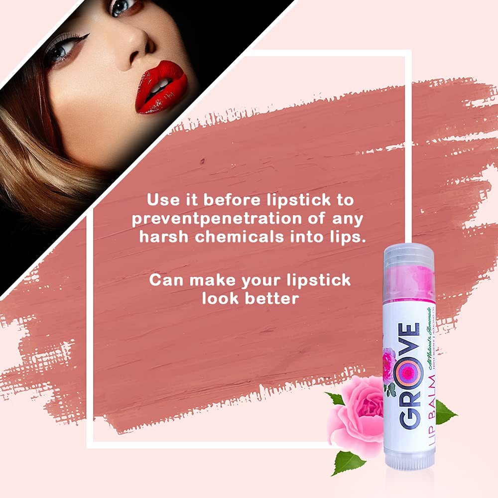 Grove Unisex Wild Rose & Coconut Flavored Lip Balm - Hydrating Lip Care with Shea Butter, Coconut Oil & Vitamin E - Moisturizing Lip Butter for Dry, Chapped Lips - 6g Stick (Perfect for Outdoor Activities, Daily Use & Gift Giving)