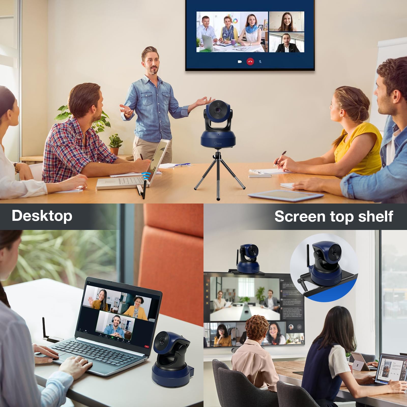 1080P HD Wireless Webcam with Mini Tripod - USB Plug & Play Streaming Camera for Zoom, Skype, OBS - Adjustable Angle Computer Webcam for PC, Mac, Laptop, MacBook - Perfect for Video Conferencing, Live Streaming & Online Classes