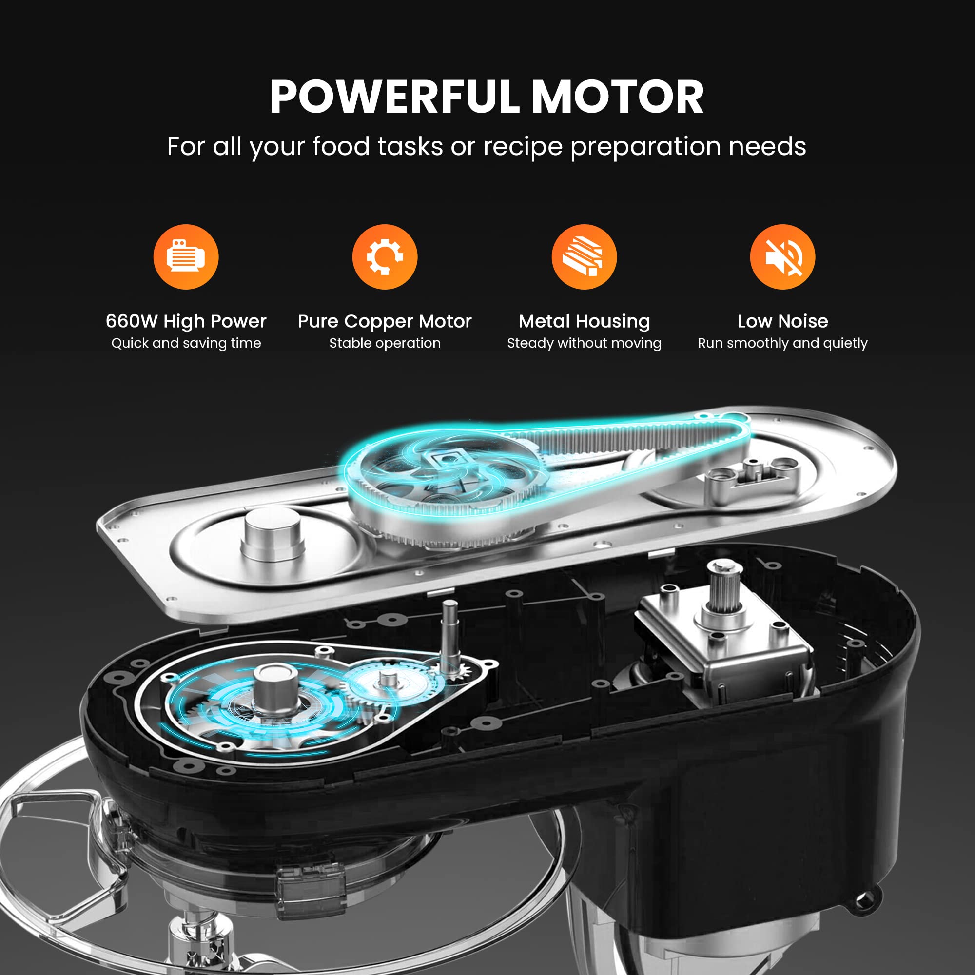 VIVOHOME 660W 10-Speed 6 Quart Tilt-Head Stand Mixer - Electric Kitchen Mixer with Beater, Dough Hook, Wire Whip & Egg Separator - Perfect for Baking Bread, Cakes, Cookies & More (Black)