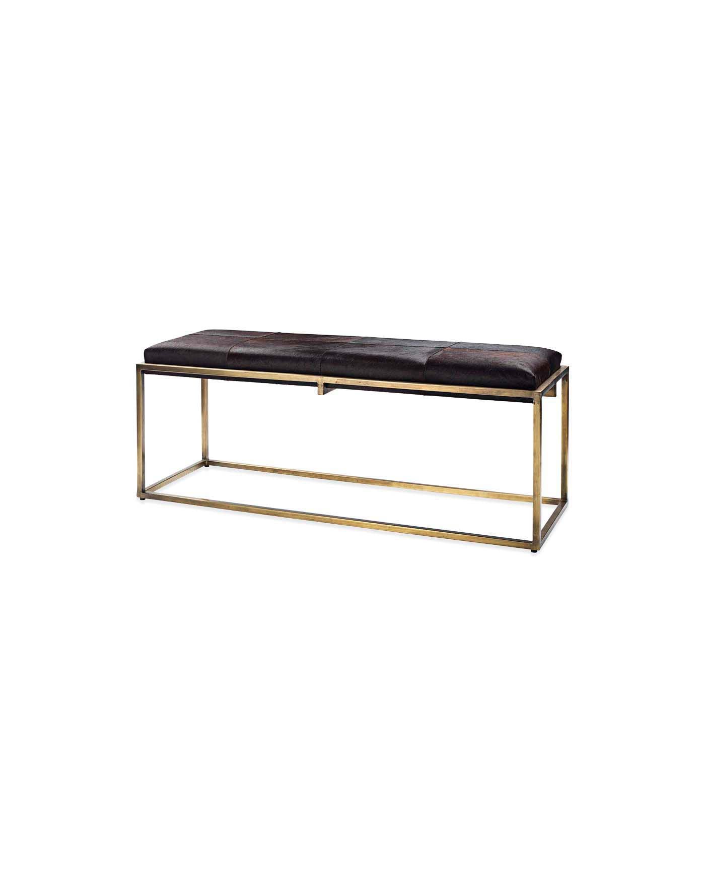 Premium Shelby Bench in Rich Brown Hide - Stylish and Durable Seating for Living Rooms, Entryways, and Bedrooms