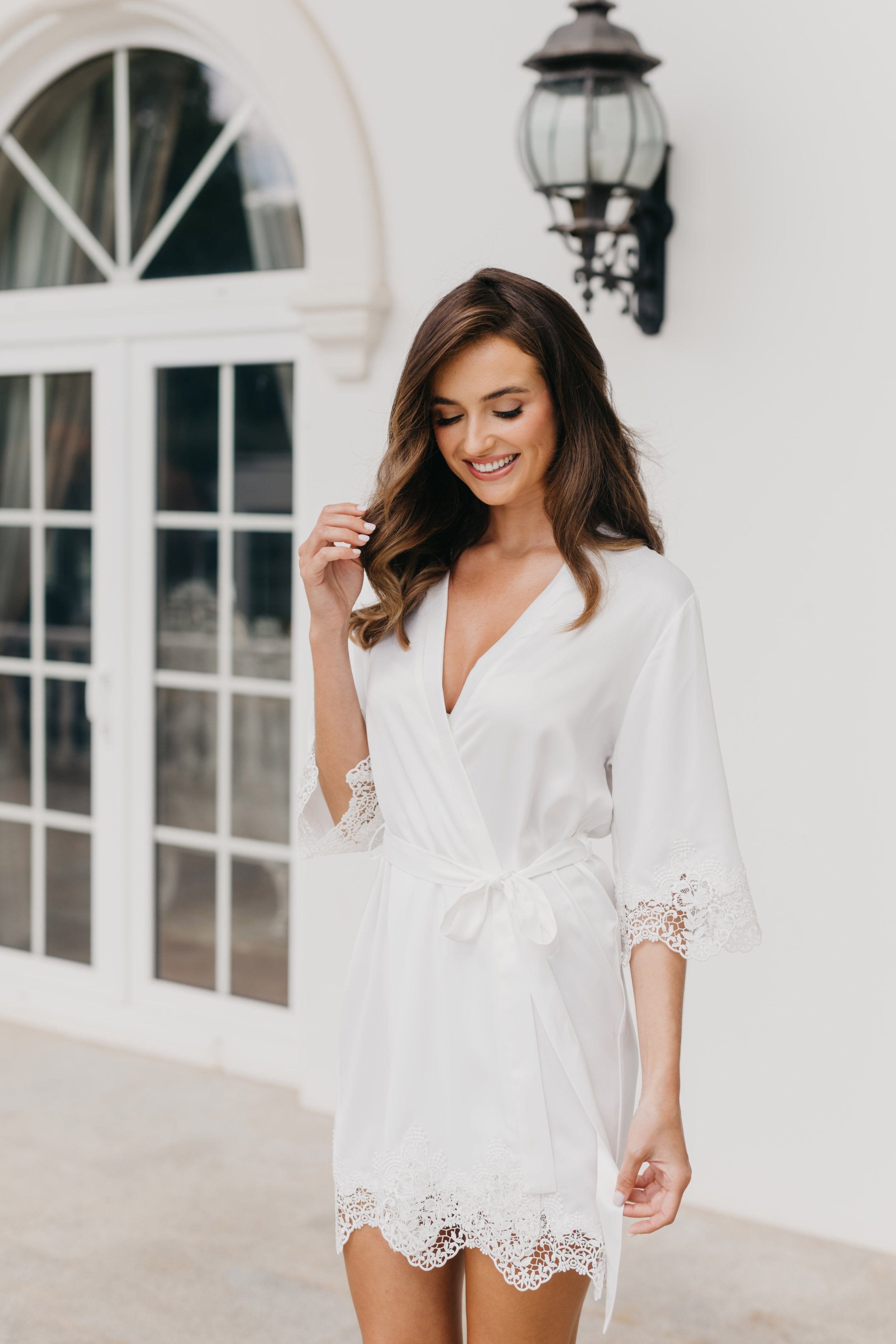 Chiara Satin Trim Robe for Women - Luxurious Soft Loungewear & Bridal Nightgown - Perfect for Spa Days, Bridal Showers & Hotel Getaways