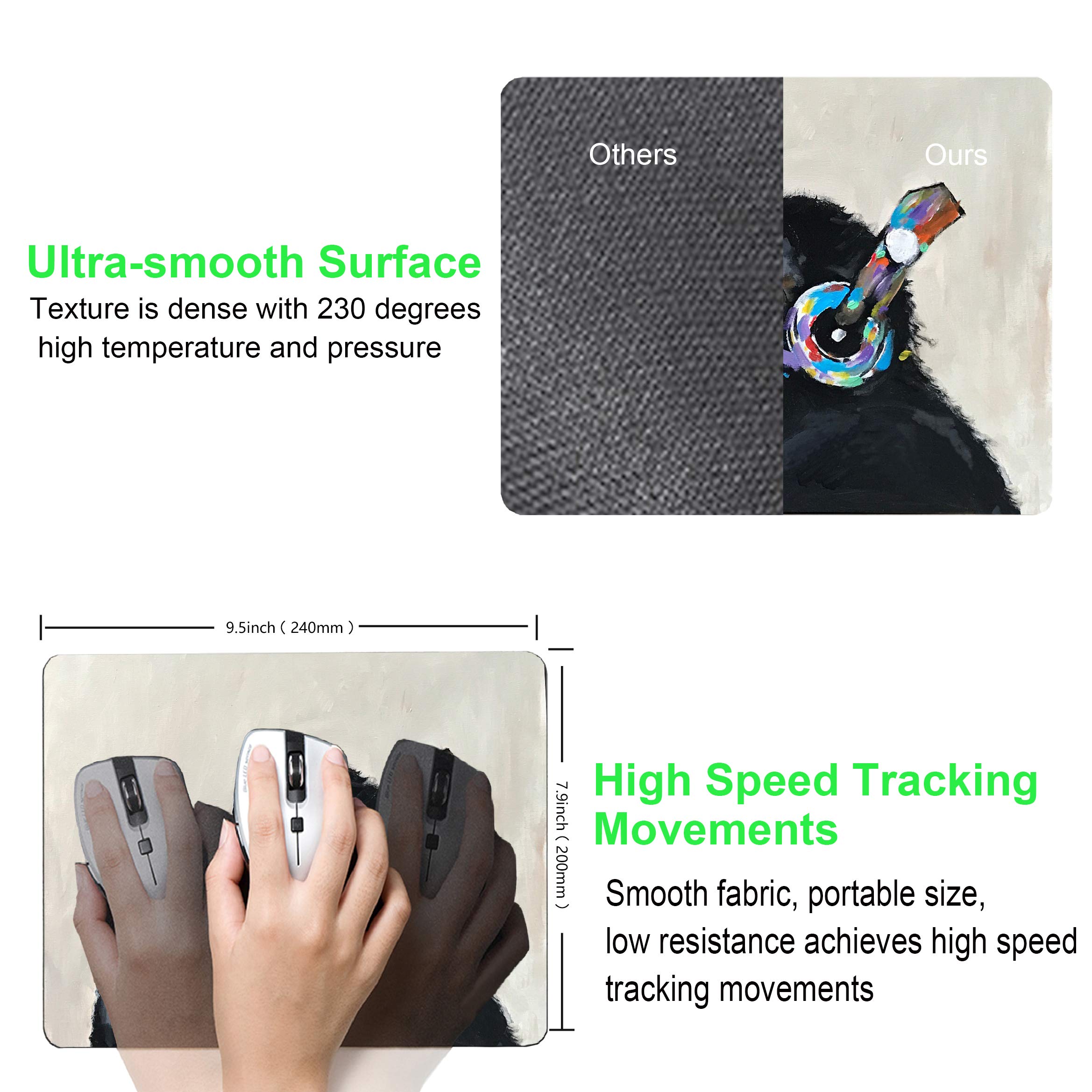 Premium Non-Slip Mouse Pad with Gorilla Oil Painting Graffiti Design - Funny & Durable Desk Accessory for Home & Office Use - Perfect for Gaming, Work & Computer Setup