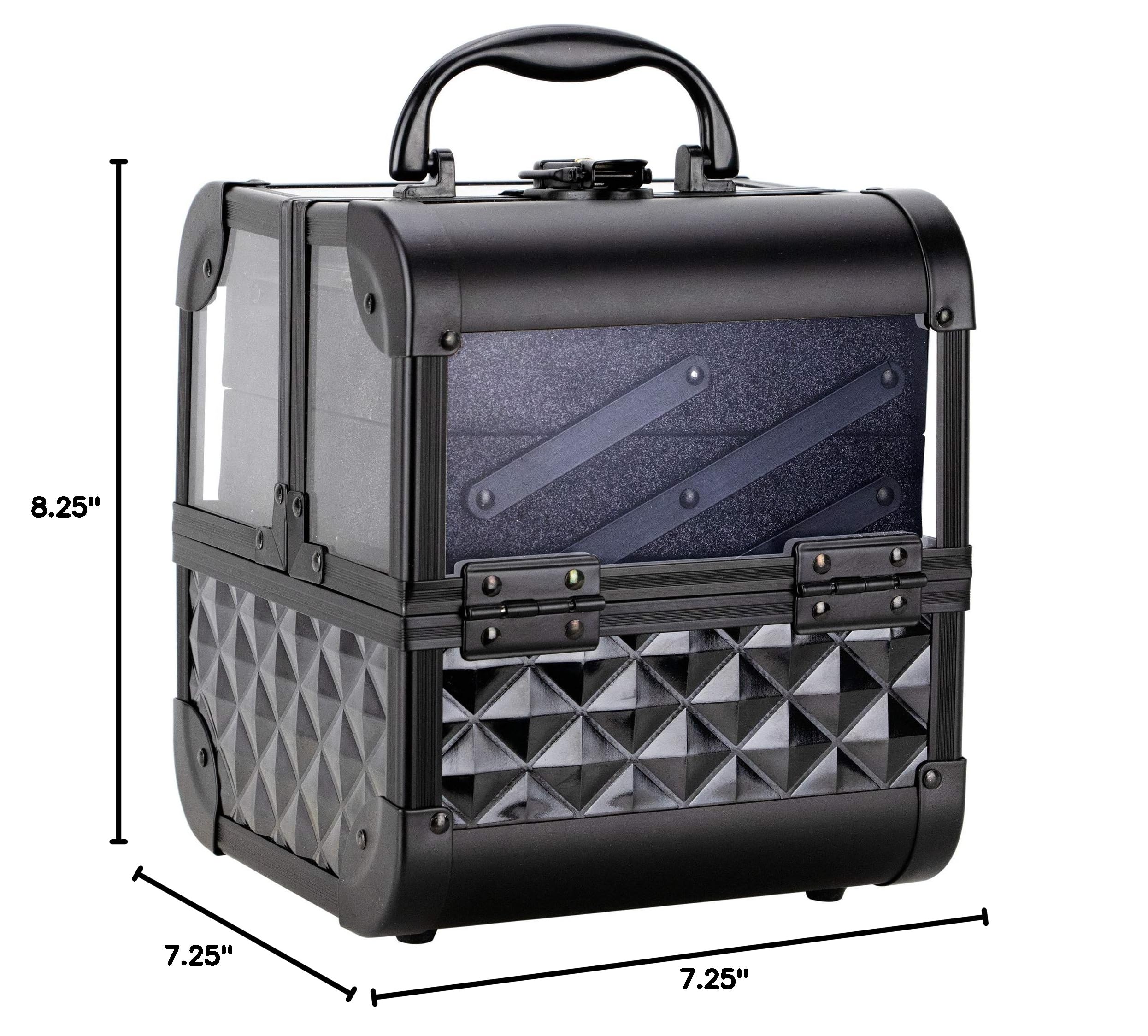 Ver Beauty Makeup Box - Lockable Travel Cosmetic Case with Clear Acrylic Jewelry Organizer, 2-Tier Trays & Mirror | Portable Aluminum Train Case for Makeup Artists & Travel | Perfect for Professional Salon Use & On-the-Go Beauty Storage
