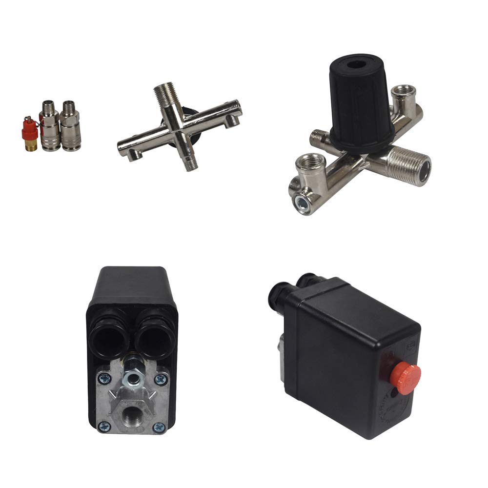 Air Compressor Pressure Switch with Regulator Control Valve & Gauge - Replacement Part for Air Pump Systems | Perfect for Workshop Tools, HVAC Equipment & Industrial Machinery