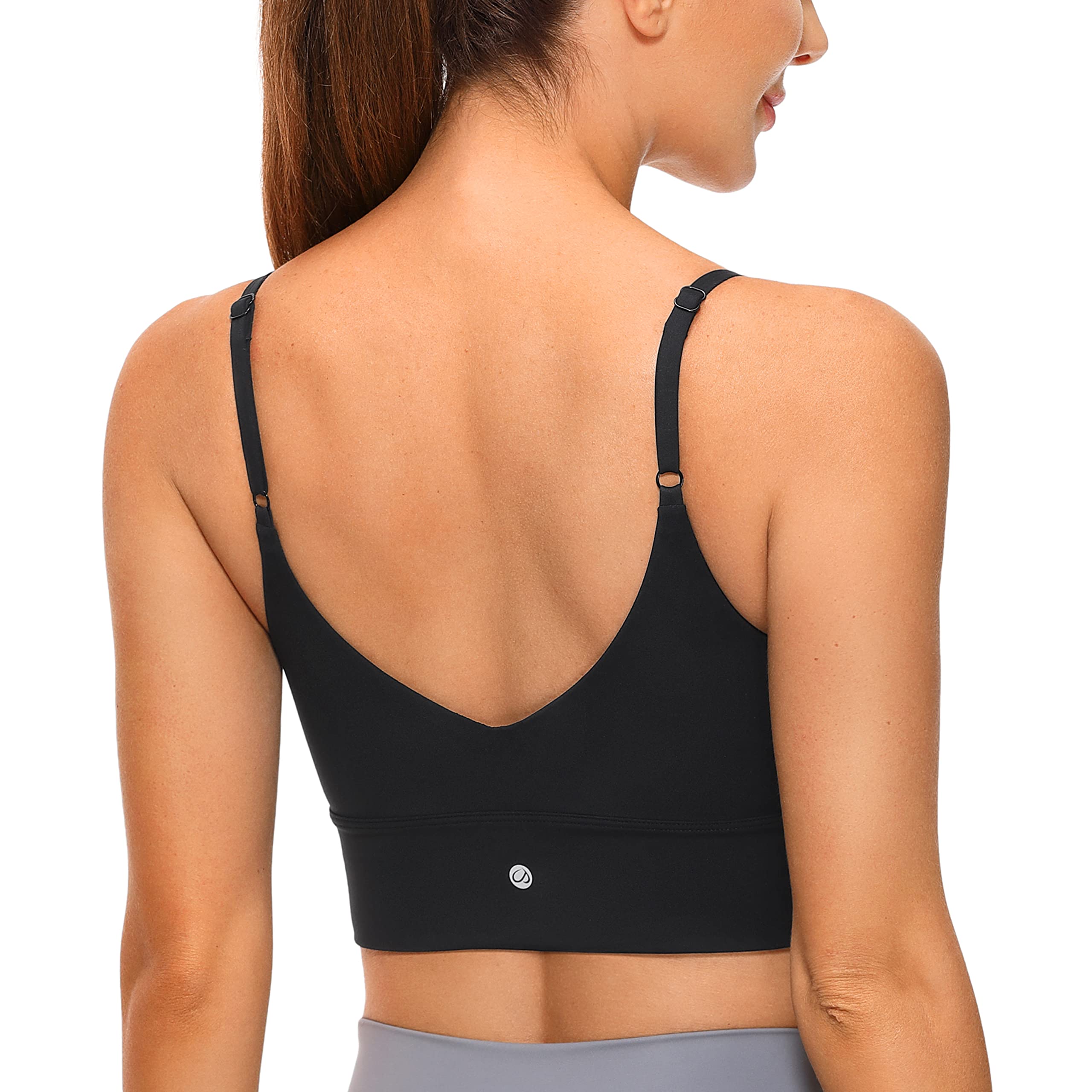 CRZ YOGA Adjustable Longline Sports Bra for Women - Wireless Workout Top with V Back & Padding - Yoga, Running, Gym & Lounge Wear