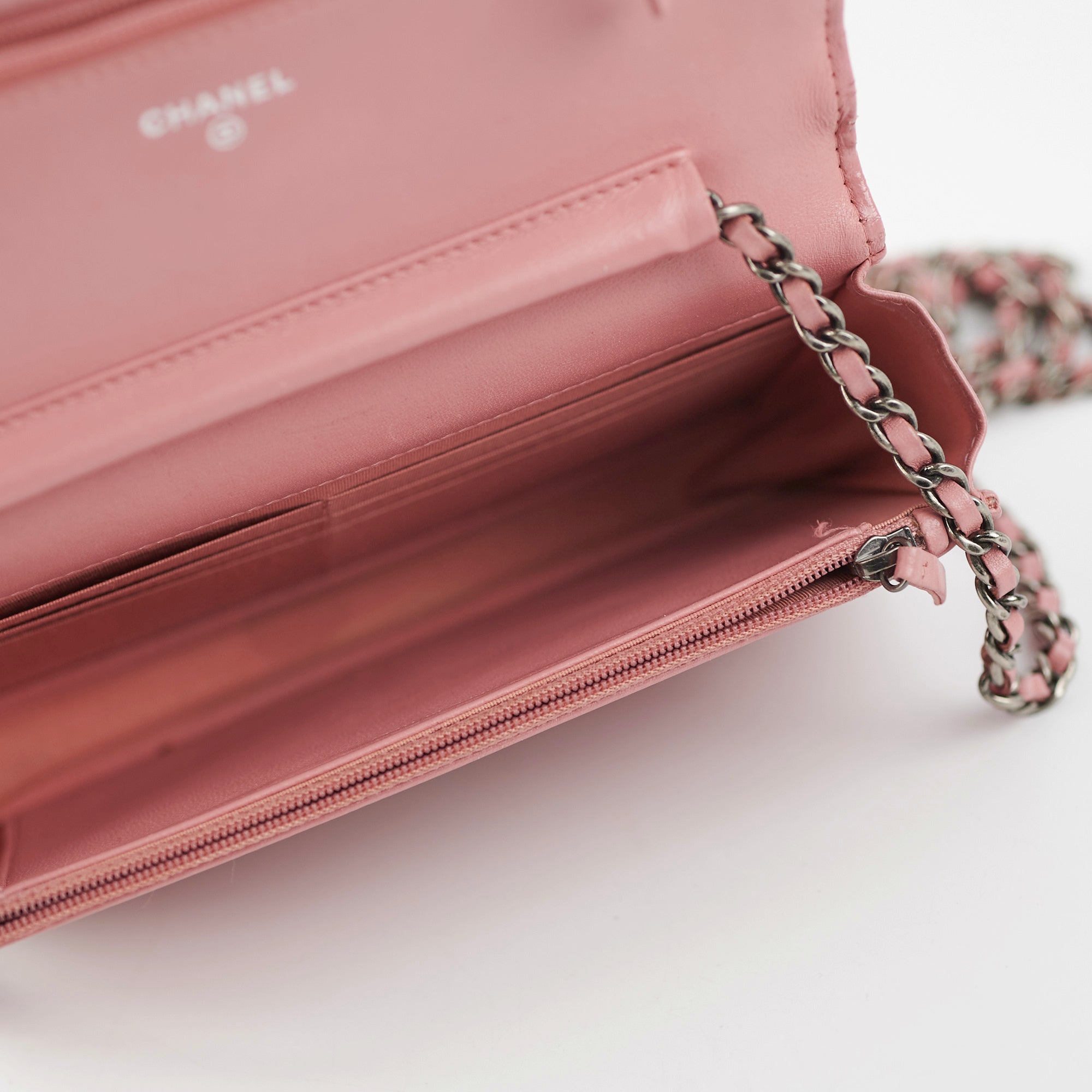 Chanel Boy Wallet On Chain WOC Lambskin Leather Crossbody Bag in Pink - Perfect for Date Night & Evening Events