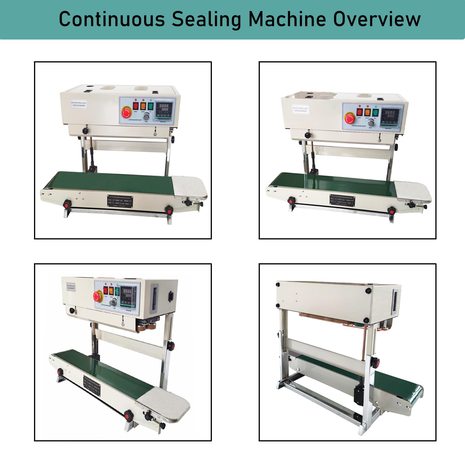 INTSUPERMAI FR770 Vertical Continuous Sealing Machine - Automatic Impulse Bag Sealer with Digital Display (110V) | Ideal for Packaging Food, Snacks, Coffee & Retail Products
