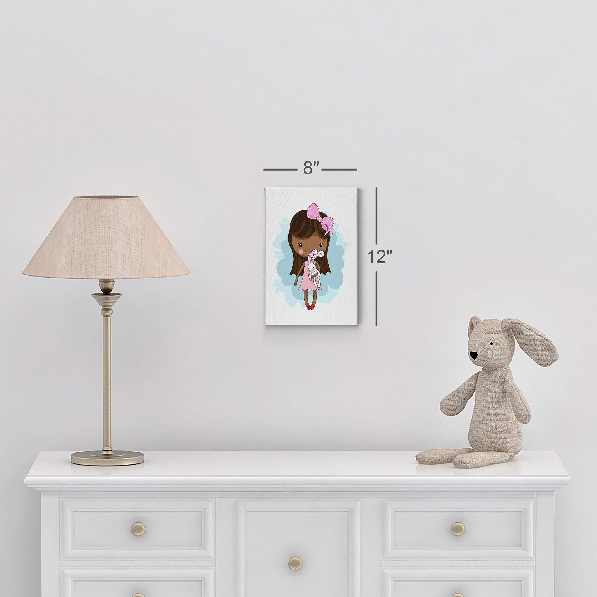 Smile Art Design Cute Pink Dressed African American Girl Canvas Wall Art - 36x24 Inch Ready to Hang Nursery Decor, Kids Room Decor, Baby Room Wall Art - Perfect for Bedrooms, Playrooms & Daycare Centers