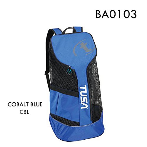TUSA Dive Gear Roller Duffle Bag - Waterproof Scuba Diving Travel Bag with Mesh Backpack (Black & Cobalt Blue) - Perfect for Scuba Trips, Beach Vacations & Water Sports