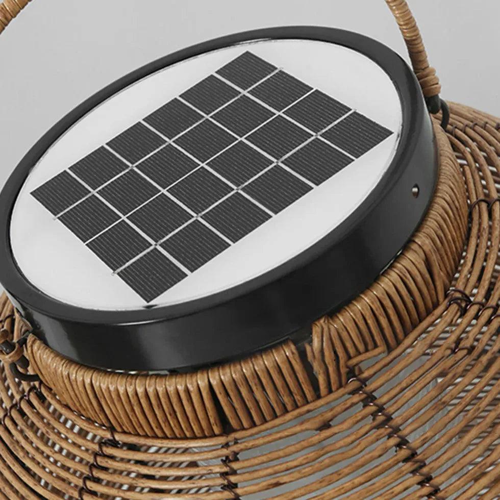 Solar-Powered Rattan Floor Lanterns for Outdoor Patio, Garden, Backyard - Waterproof LED Lighting for Decoration, Camping & Parties