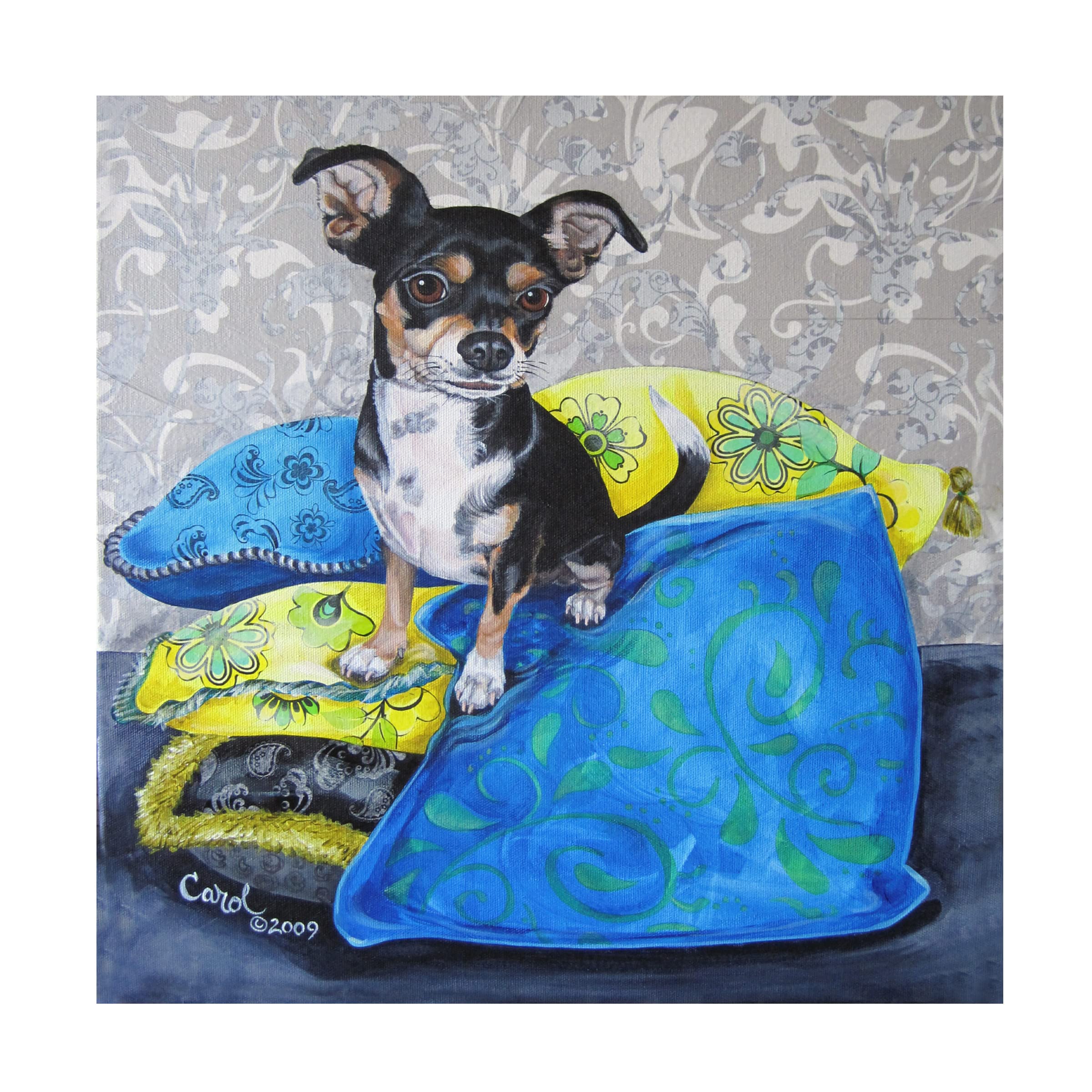 Trademark Fine Art 'Chihuahua Pillows II' Canvas Wall Art by Carol Dillon - Perfect for Living Room, Bedroom & Office Decor