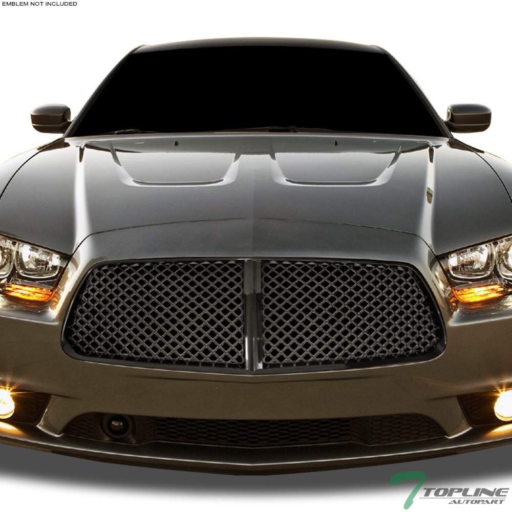 Glossy Black ABS Mesh Front Hood Bumper Grill Grille Guard Compatible With 2011-2014 Dodge Charger | Durable Car Protection | Perfect for Off-Roading & Urban Driving