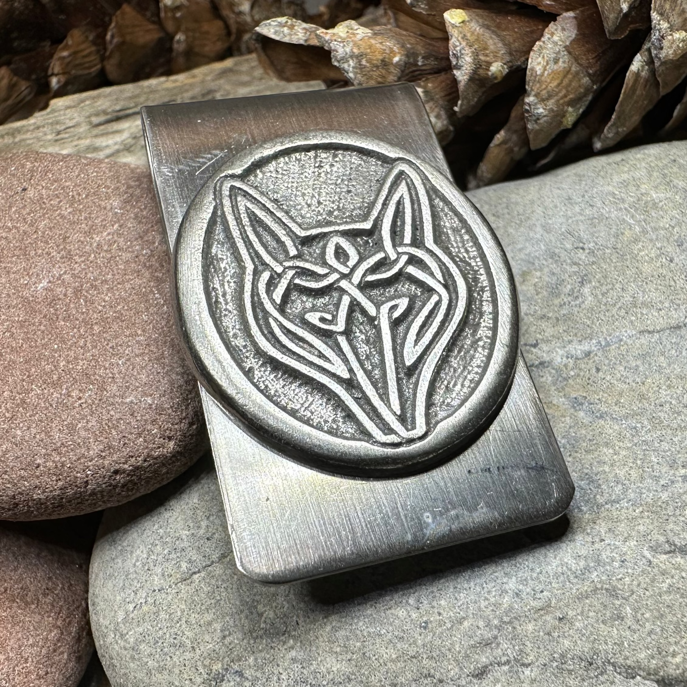 Celtic Wolf Money Clip - Stainless Steel Wallet Money Holder for Bills & Cards - Perfect for Men's Gifts, Travel & Everyday Use