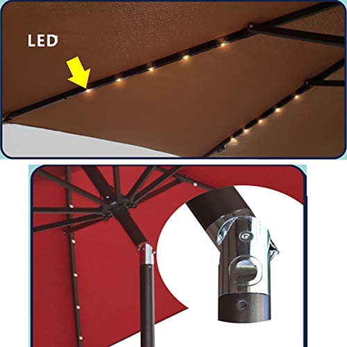 2.7m Octagonal Garden Parasol Umbrella with Tilt & Crank Mechanism - Solar LED Patio Umbrella for Outdoor, Beach, Poolside & Backyard Relaxation