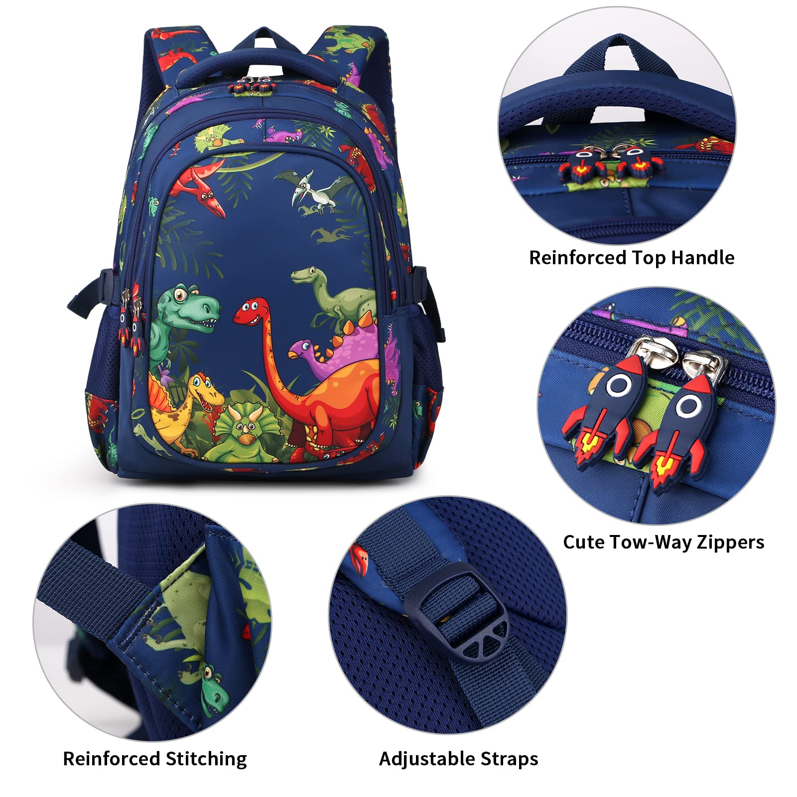 Dinosaur Backpack for Boys Age 5-12 | Lightweight Waterproof School Backpack with Adjustable Padded Straps | Perfect for Elementary Students, Daycare, Travel & Outdoor Adventures