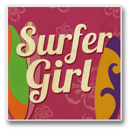 Surfer Girl Ceramic Coaster Set of 4 - Non-Slip Drink Coasters for Beach House Decor, Coffee Table, Bar, and Outdoor Use - Perfect for Summer Parties and Coastal Themed Home