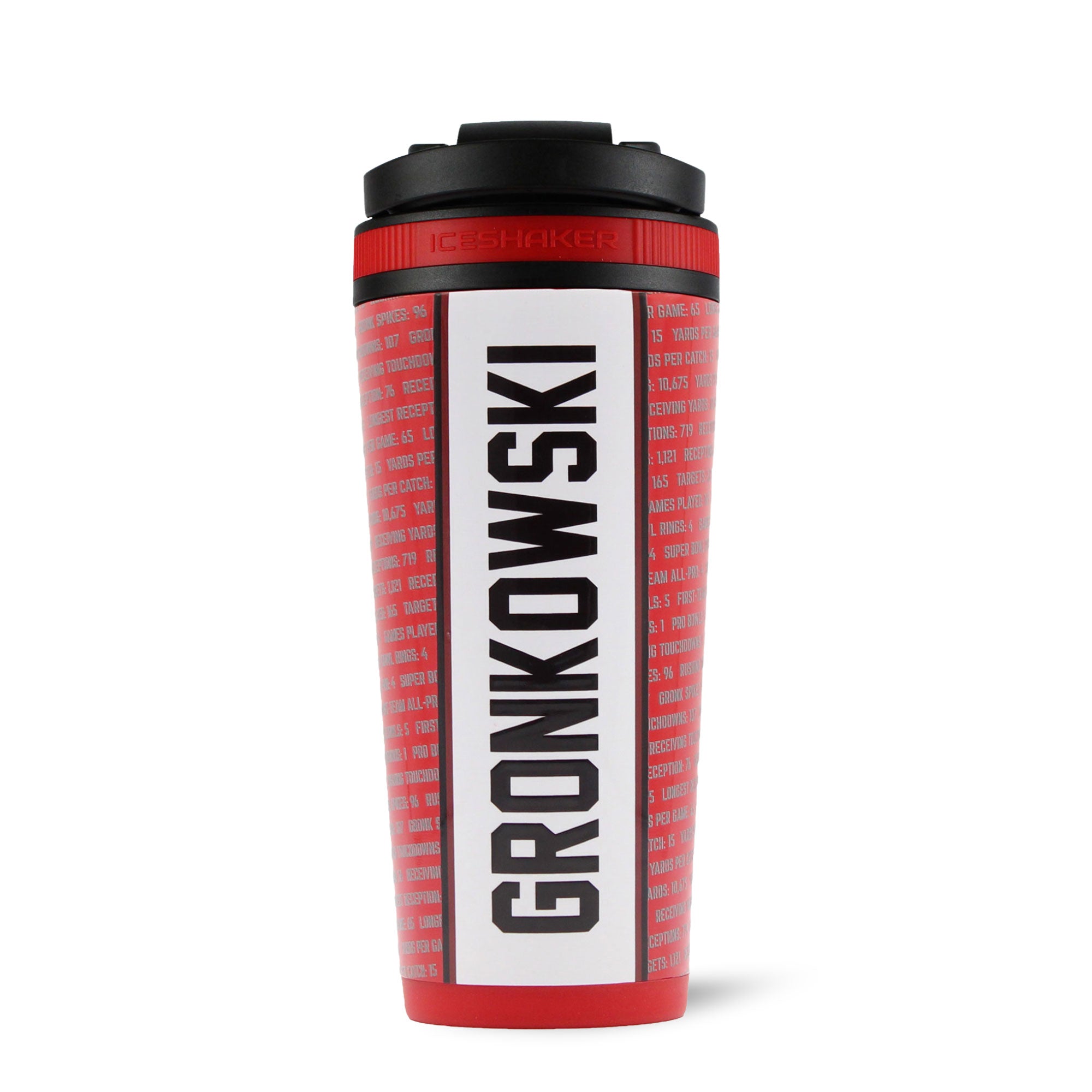 26oz Ice Shaker Bottle - Gronk 87 Record Breaker Edition | Leakproof Stainless Steel Water Bottle for Gym, Workouts & Sports | Keeps Drinks Cold for 24 Hours