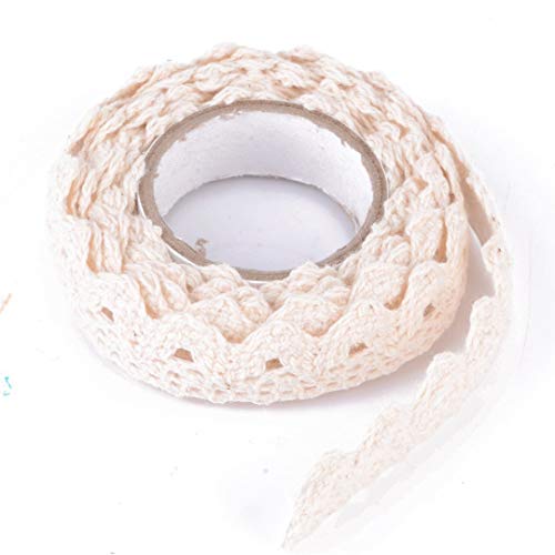 Premium U-K Adhesive Lace Washi Tape - High Quality Cotton Fabric Ribbon for DIY Crafts, Scrapbooking, Gift Wrapping & Home Decor (Cream) - Perfect for Card Making, Journaling and Party Decorations