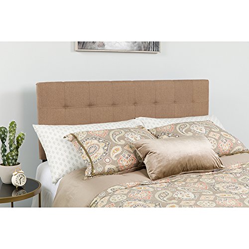Luxury Tufted Upholstered Queen Size Headboard - Camel Fabric Bed Frame for Master Bedroom | Perfect for Modern Bedroom Decor & Hotel Style Upgrade