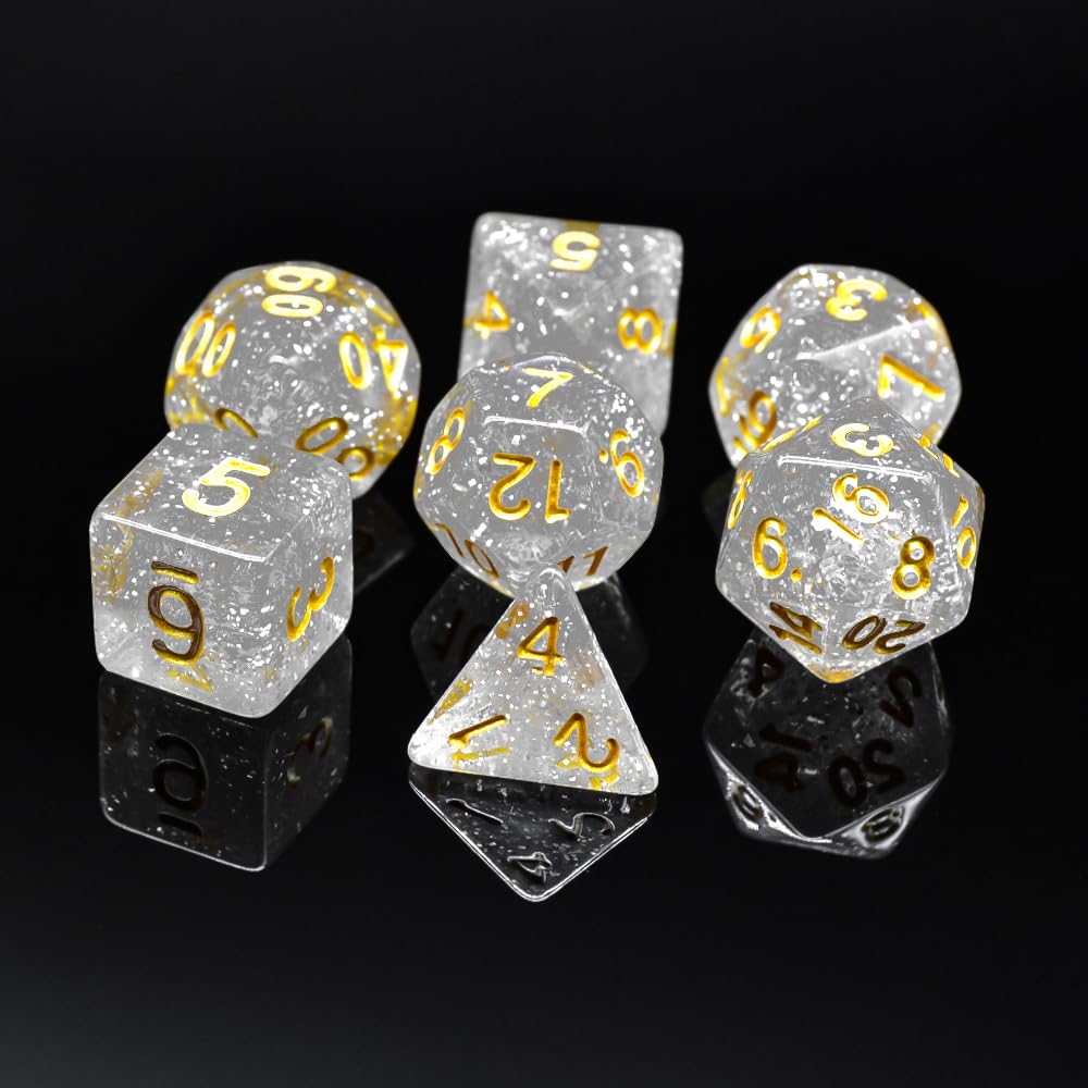 Premium RPG Dice Set - 7-Piece Polyhedral Dice for Dungeons & Dragons (D&D), Pathfinder & Tabletop Role Playing Games - Includes D20, D12, D10, D8, D6, D4 - Perfect for Game Nights, Campaigns & Collectors (White)