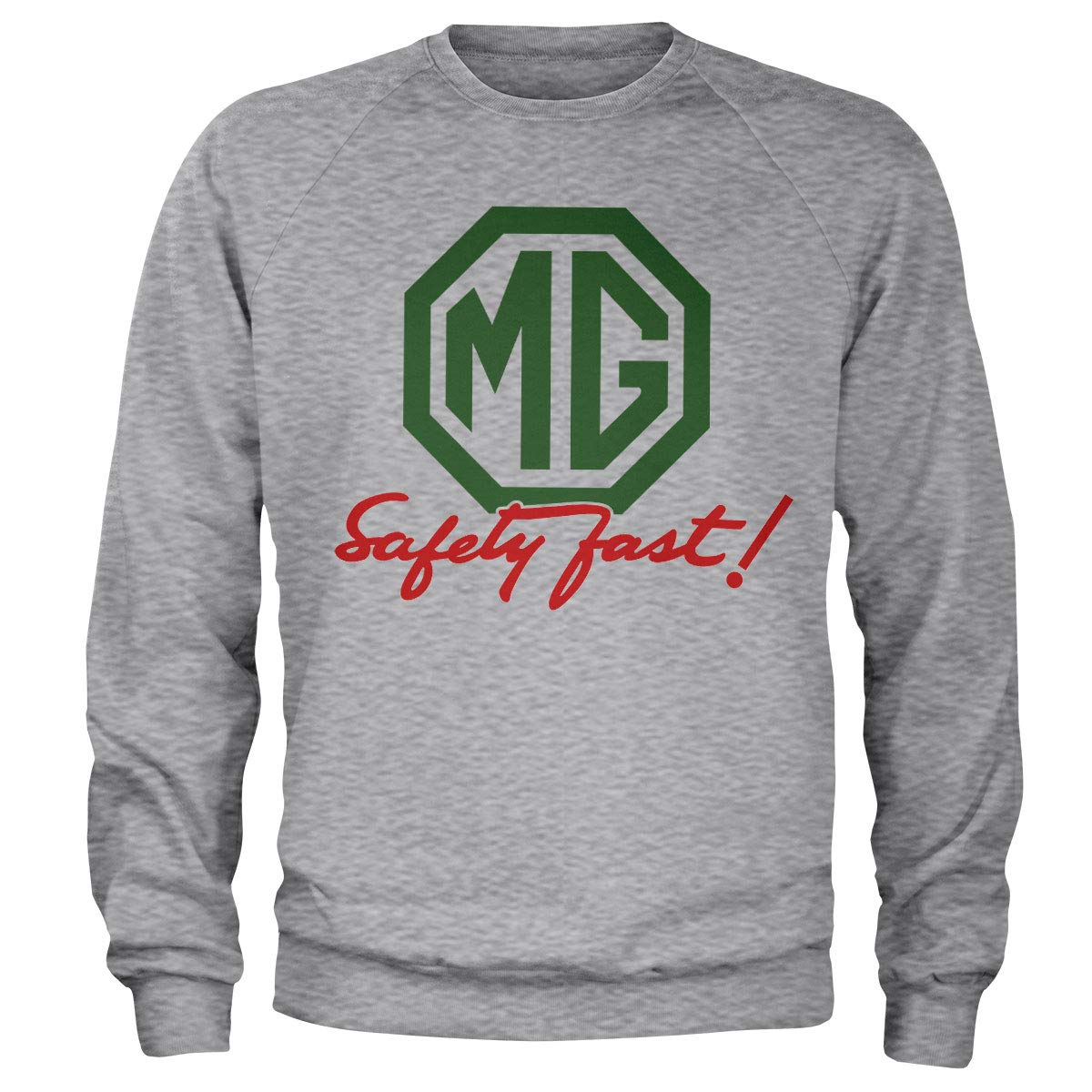 MG Officially Licensed Fast & Safe Sweatshirt for Men & Women - Heather Grey - Size L - Comfortable Pullover for Casual Wear, Gym & Outdoor Activities