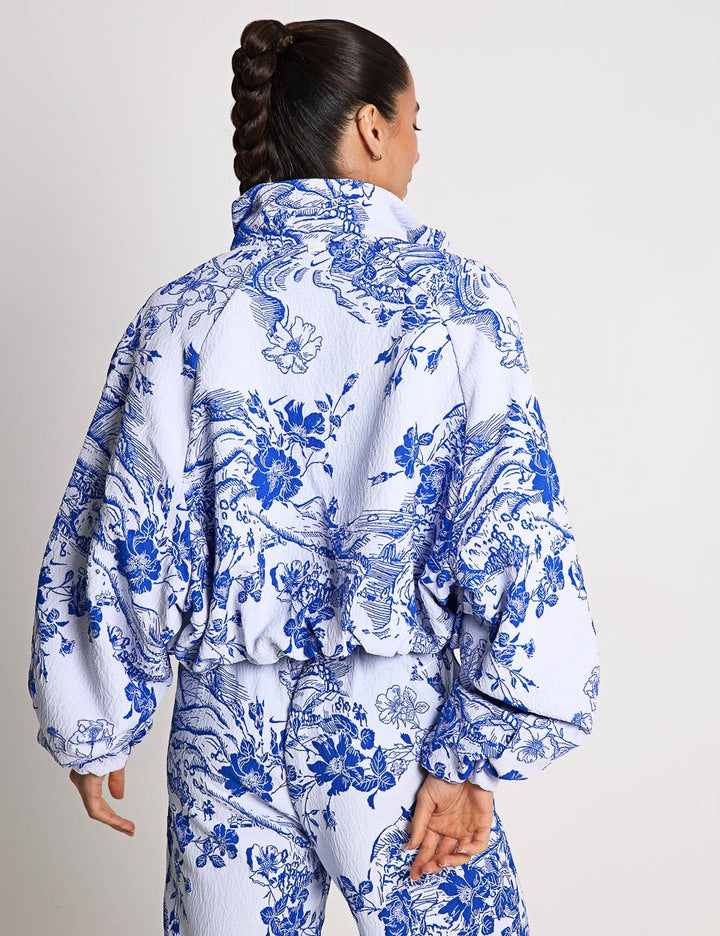 Premium Jacquard Track Jacket - Breathable Sportswear for Men & Women | White/Hyper Royal | Perfect for Running, Gym & Outdoor Activities