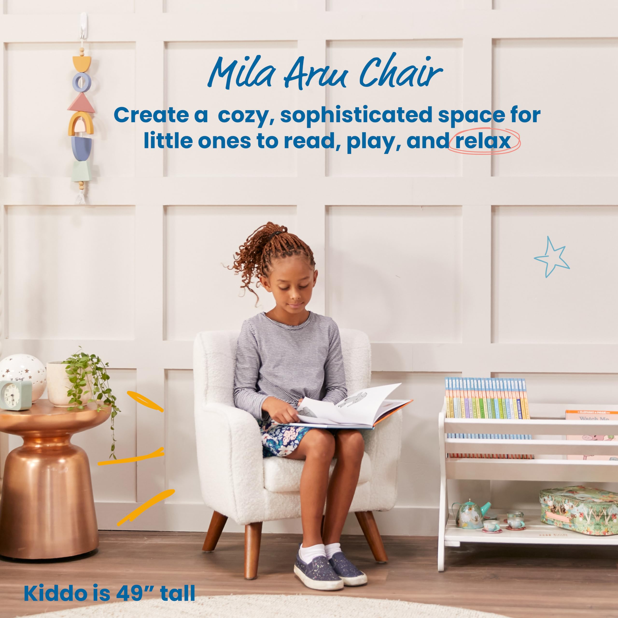 ECR4Kids Mila Arm Chair for Kids - Sturdy White Children's Chair for Classroom, Playroom & Bedroom - Comfortable Kids Furniture for Reading & Studying