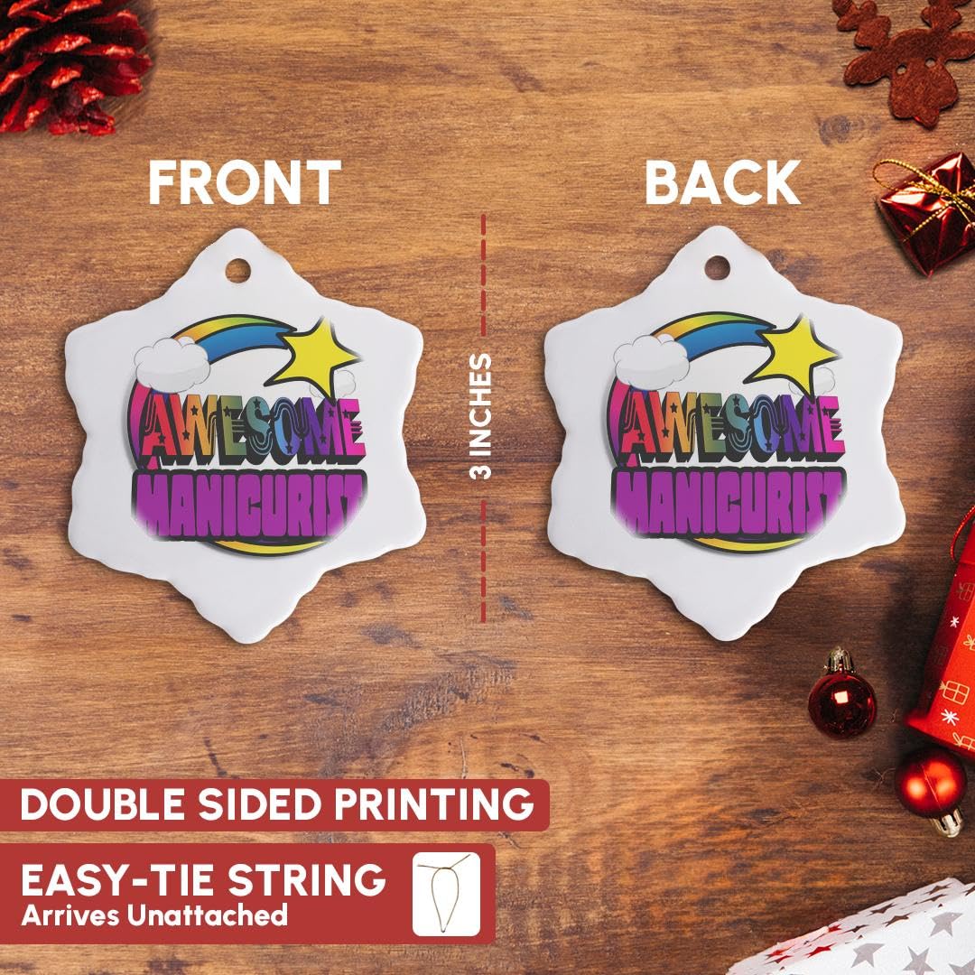 3D Shooting Star Rainbow Snowflake Ornament - Unique Manicurist Gift for Christmas Tree Decor, Party Favors & Nail Art Studio Decoration