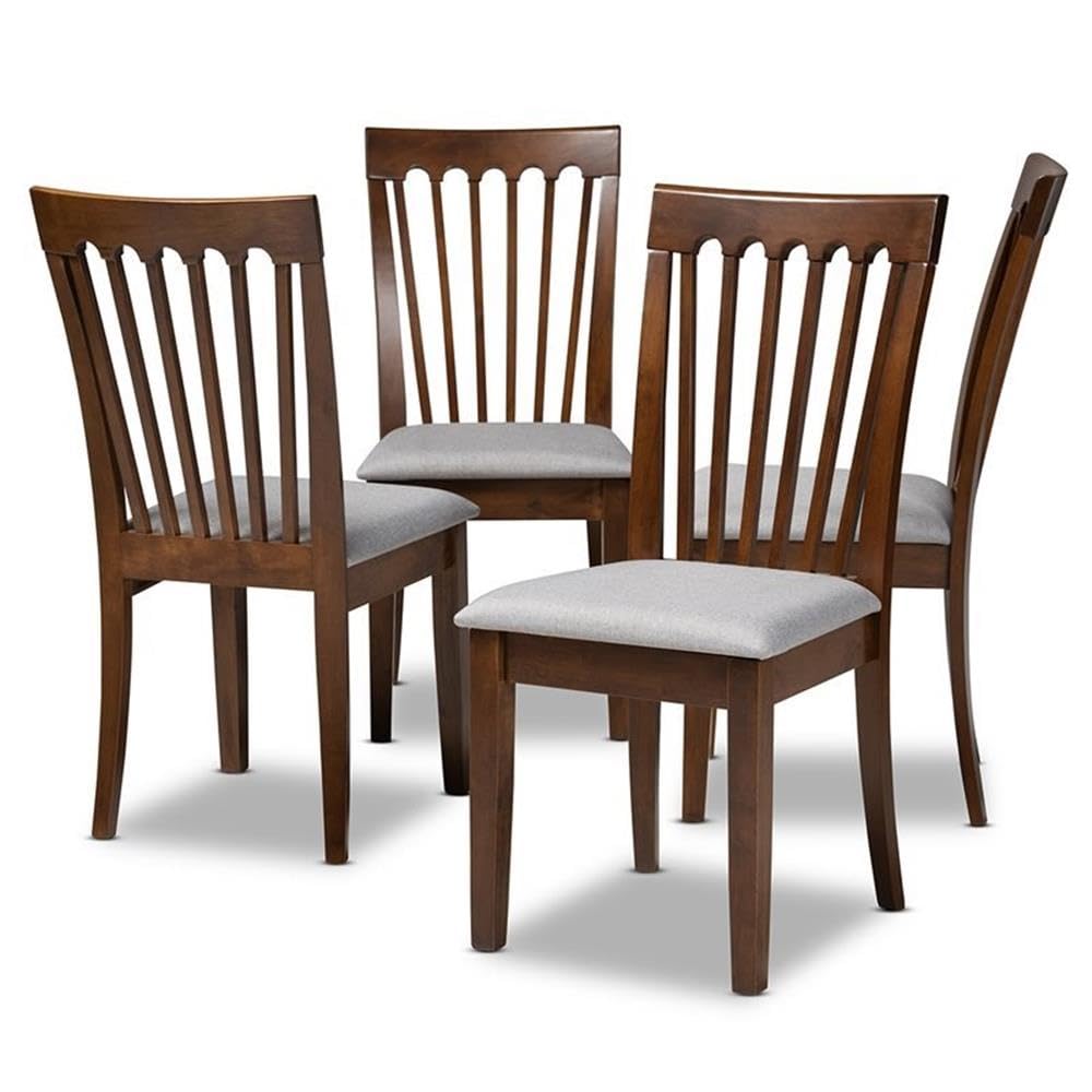 BOWERY HILL Gray Upholstered Walnut Finished Dining Chairs Set of 4 - Modern Kitchen Dining Room Furniture for Home & Restaurant Use