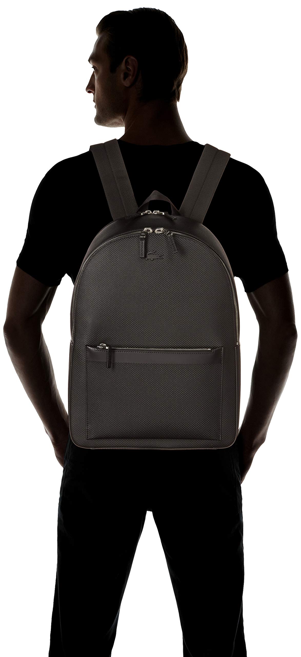 Lacoste Men's Chantaco Backpack - Black on Black, One Size, Durable & Stylish Laptop Backpack for Work, School & Travel