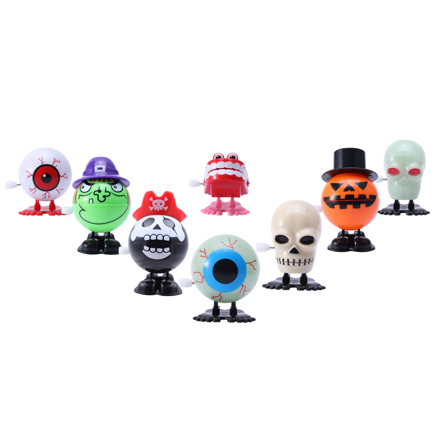 8 Pack Assorted Wind-Up Clockwork Toys - Mini Jumping & Walking Mechanical Toys for Kids | Halloween Party Favors, Goody Bag Fillers & Fun Classroom Rewards | Great for Birthday Gifts, Stocking Stuffers & Sensory Play