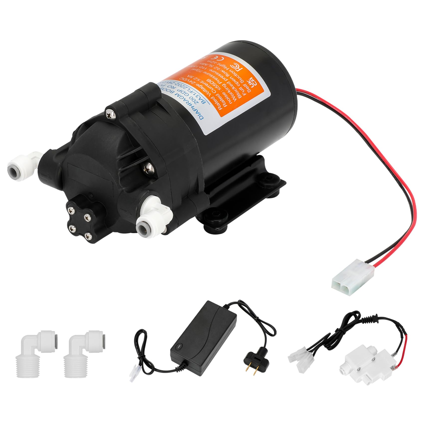 2024 Upgraded Betollo 8800 Booster Pump Kit - High Pressure Reverse Osmosis Water Pump for 200 GPD RO Systems | Includes High-Voltage Switch | Perfect for Home Water Filtration & Manifold Applications