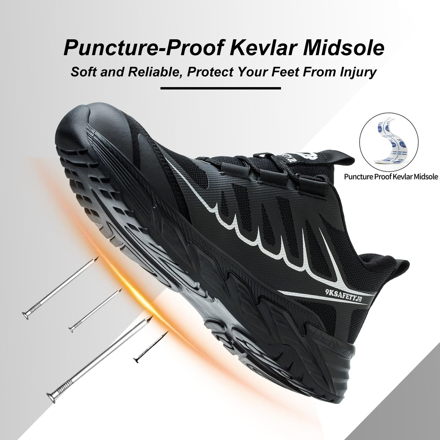 **Hogent Men's Steel Toe Work Shoes - Anti-Puncture, Lightweight & Comfortable Safety Sneakers with Composite Toe for Construction, Warehouse & Outdoor Work**