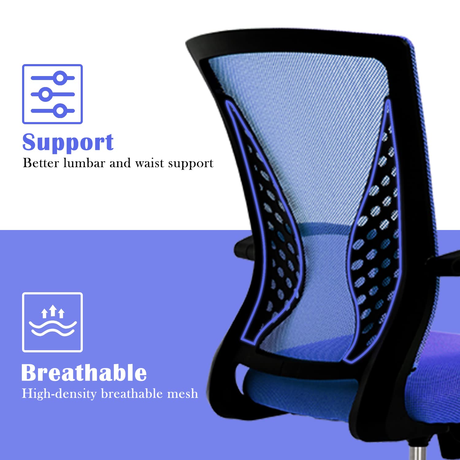 Ergonomic Office Chair for Women - Mid Back Swivel Computer Mesh Chair with Adjustable Armrests & Lumbar Support - Breathable Desk Chair for Home Office, Meeting Room, and Workspace - Perfect for Long Hours of Comfortable Working