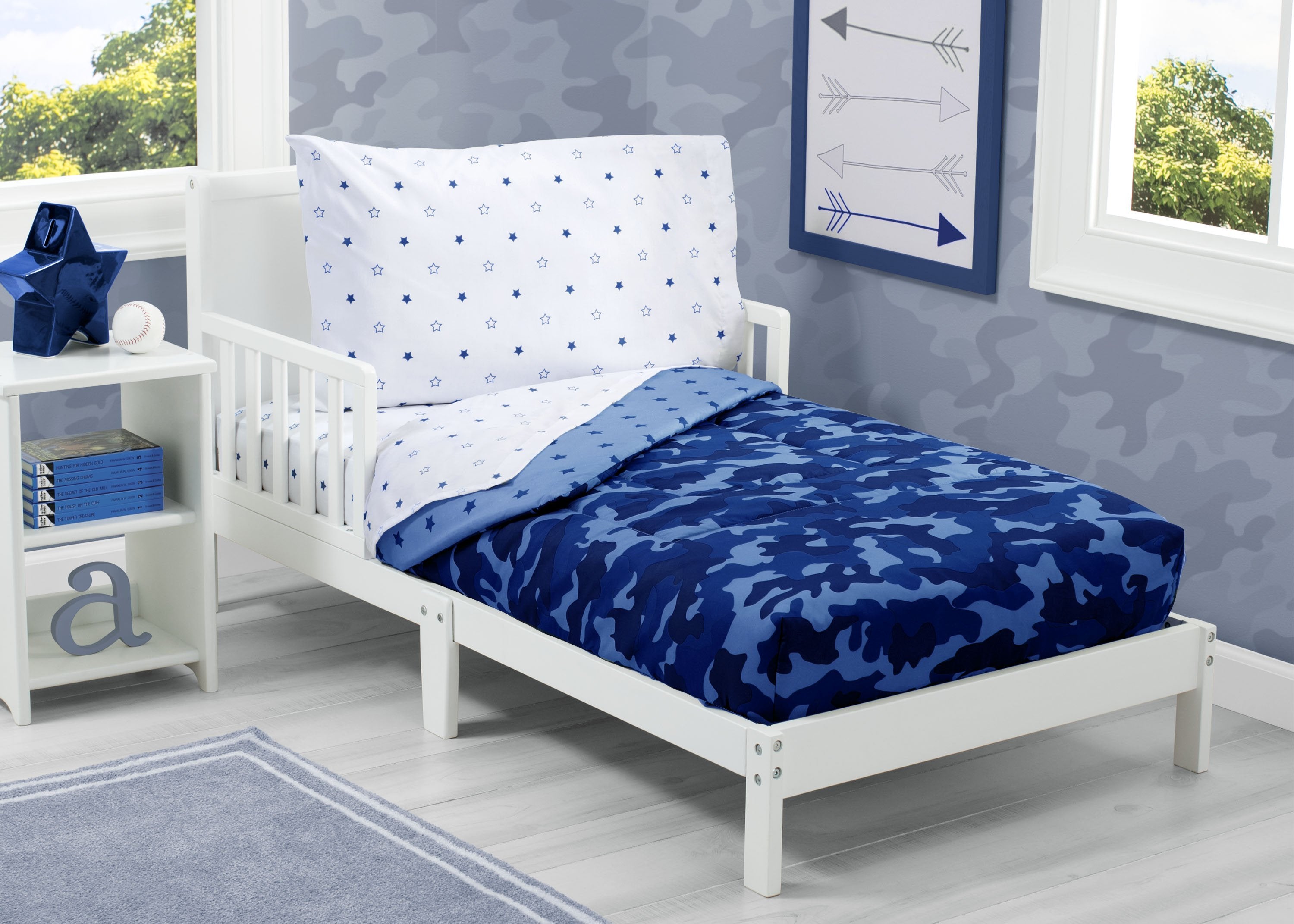 4-Piece Toddler Bedding Set for Boys - Soft Cotton Crib Bedding with Fitted Sheet, Flat Sheet, Pillowcase & Blanket - Perfect for Nursery, Daycare or Travel