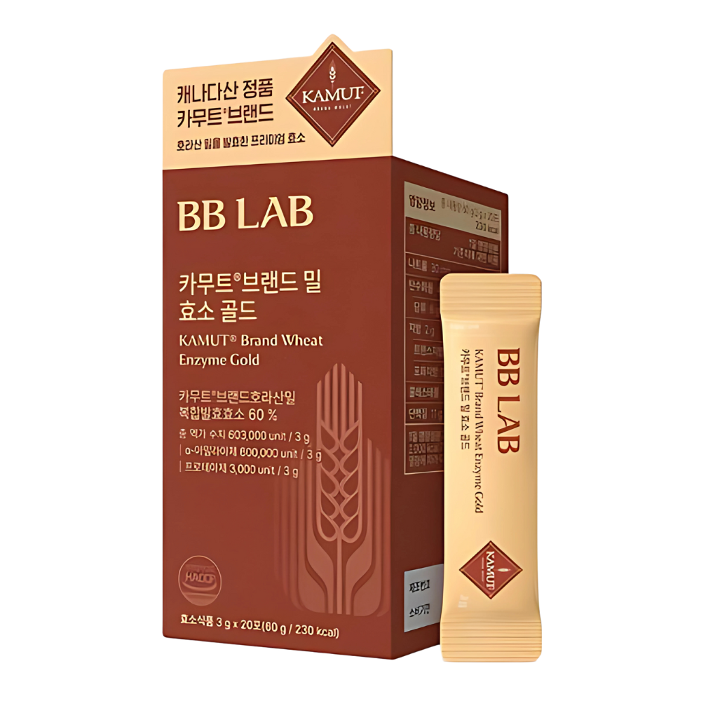 BB LAB Kamut Brand Wheat Enzyme Gold Powder - 120g (20 Sticks, 20 Day Supply) | Digestive Support & Skin Health Supplement | Perfect for Travel & Daily Wellness Routine