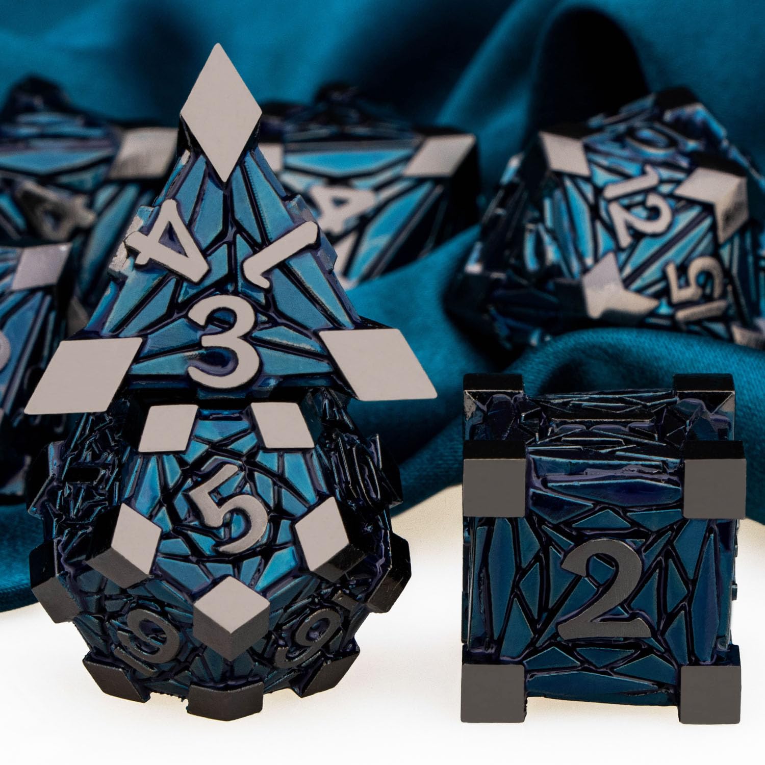 Premium ARUOHHA DND Metal Dice Set - 7-Piece Polyhedral RPG Dice (D20, D12, D10, D8, D6, D4) with Gift Box - Black & Blue Dungeons & Dragons Accessories for Tabletop Gaming, D&D Campaigns & Role Playing Adventures