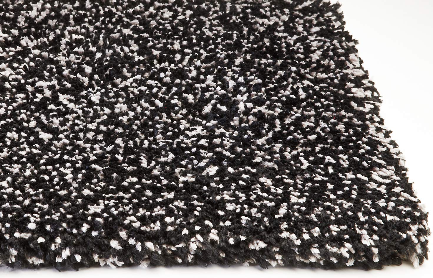KAS Oriental Rugs Bliss Collection - Soft Plush Handwoven Shag Area Rug 9x13 Feet, Black Heather - Perfect for Living Room, Bedroom or Office Decor