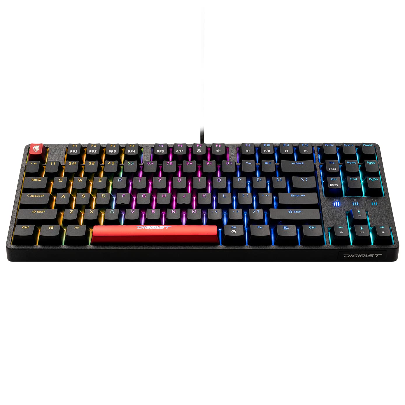 CS-21 Mechanical Gaming Keyboard with RGB Backlit - Tenkeyless TKL Design, Cherry MX Red Switches | Perfect for FPS, MOBA Games & Office Typing | Ergonomic Wired Keyboard for PC Gamers & Programmers