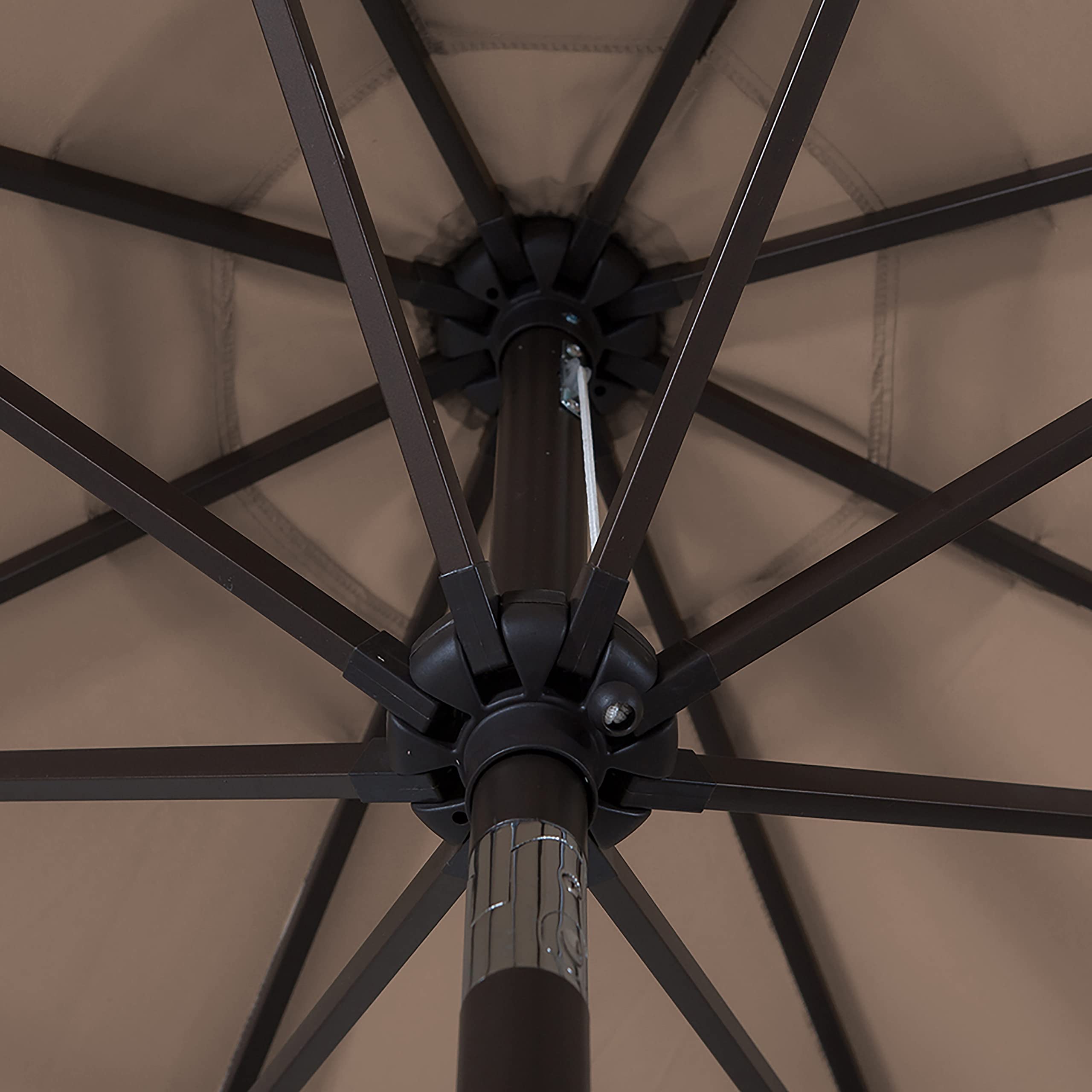 WestinTrends Paolo 9 Ft Outdoor Patio Umbrella with 30 lb Decorative Concrete Base - Beige Market Table Umbrella for Poolside, Garden, and Backyard Relaxation
