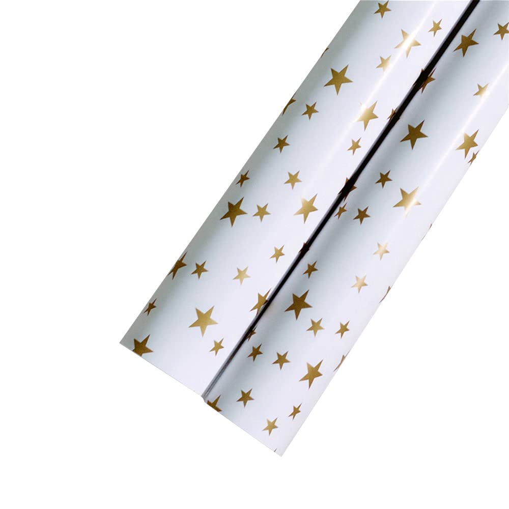 Premium Gold Stars Gilding Wrapping Paper - 10 Sheets Luxury Gift Wrap Roll for Birthdays, Christmas & Special Occasions | Elegant Printed Decorative Paper for Present Wrapping & Craft Projects