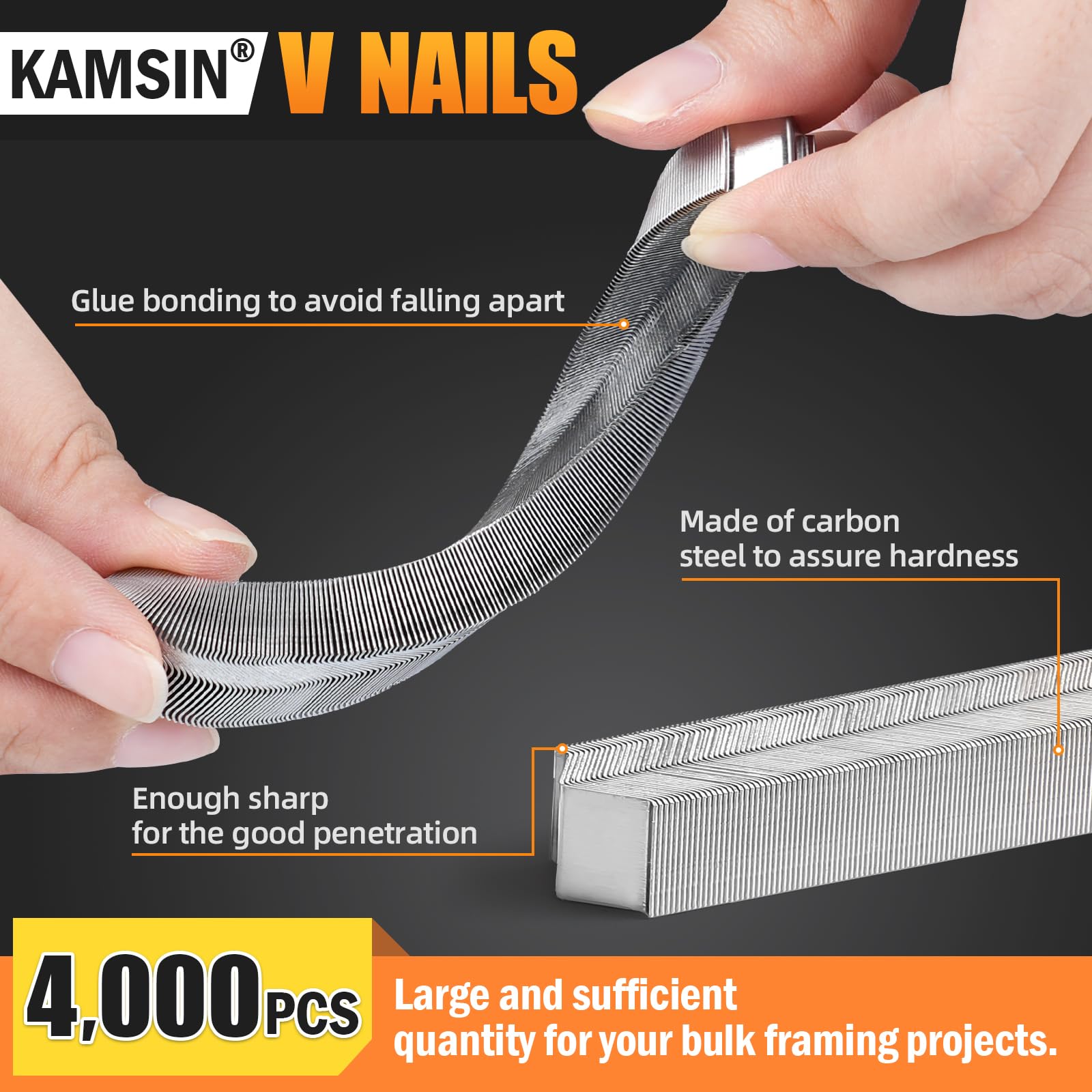 3/16'' (5mm) V Nails 4000PCS - 30 Gauge Picture Framing Brad Nails for V Nailer - Perfect for Joining Wood Corners & DIY Picture Frames Making - Ideal for Home Decor, Art Projects and Professional Framing Work