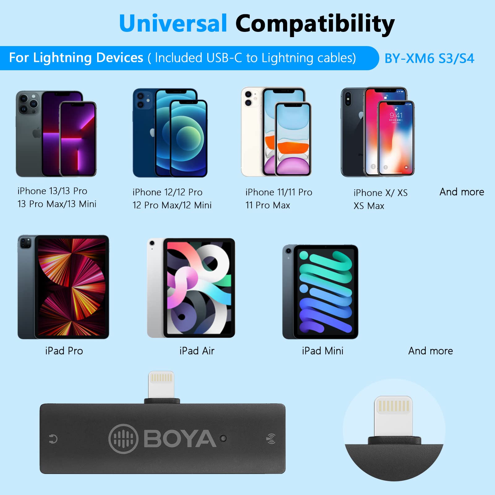 BOYA XM6-S4 2.4GHz Wireless Lavalier Microphone for iPhone iPad - OLED Display, Built-in Mic for YouTube, TikTok Live Streaming, Video Recording, Vlogging - Perfect for Interviews, Podcasts & Online Classes