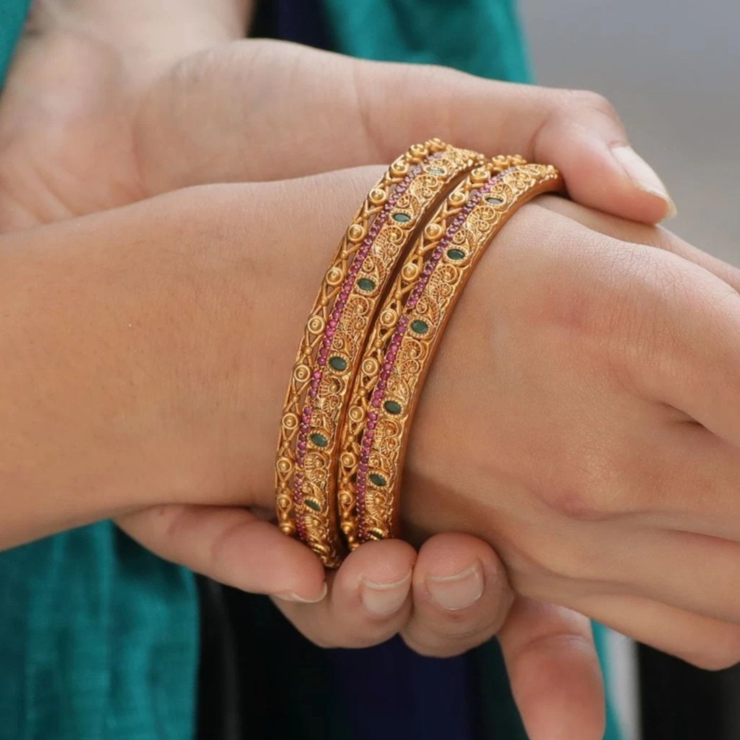 Antique Sira Bangles - Vintage Handmade Jewelry for Women, Boho Chic Bracelets for Parties & Weddings